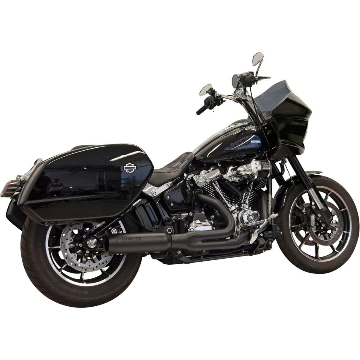 Bassani Xhaust 2-Into-1 Road Rage Exhaust System With Superbike Muffler 4" Black Softail M8 - 1S78B For Harley Softail 2018-2025