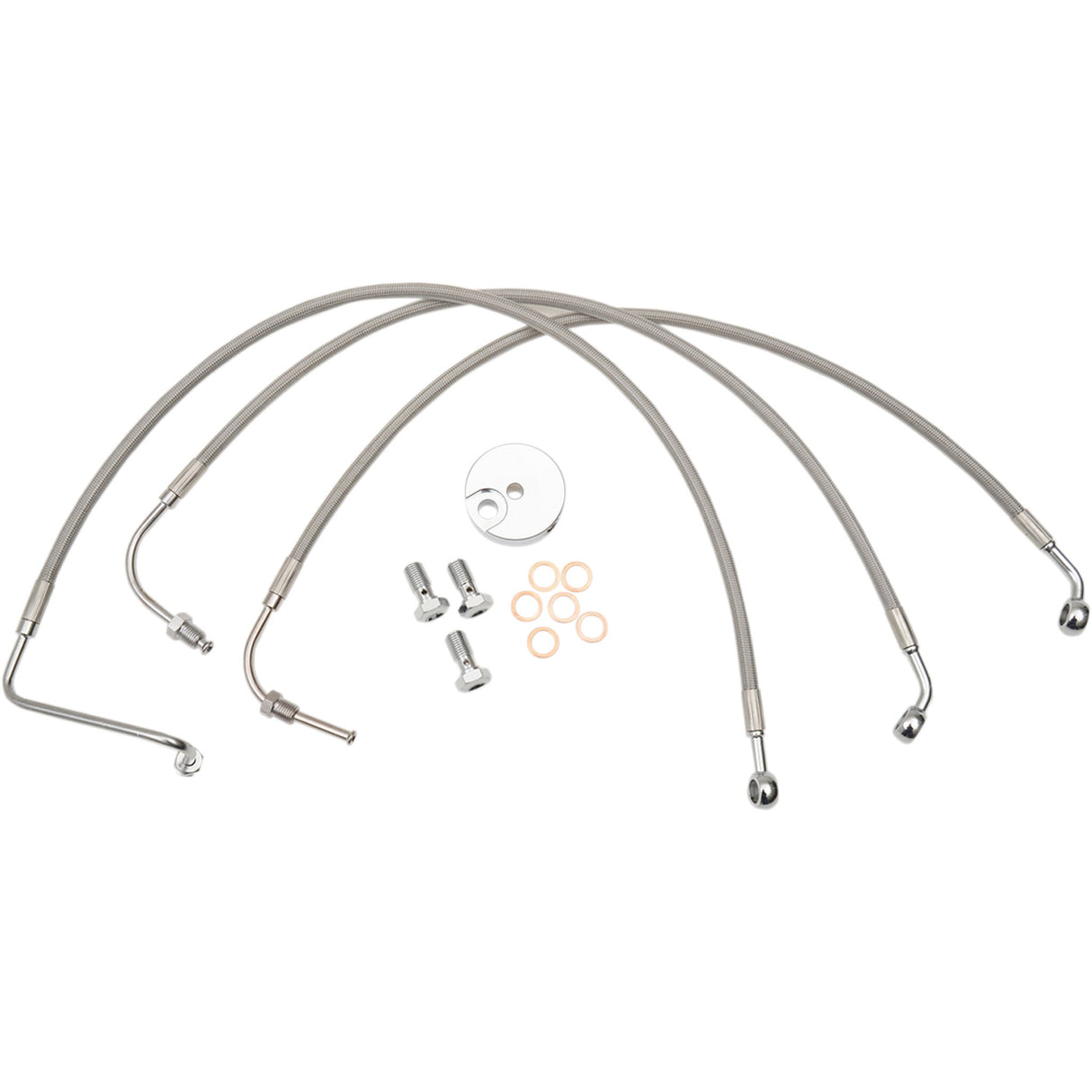 LA CHOPPERS 1741-4231 LA-8006B16 Stainless Steel Brake Line Kit - Brake Lines - 15" - 17" Ape Hanger Handlebars - Stainless Steel
