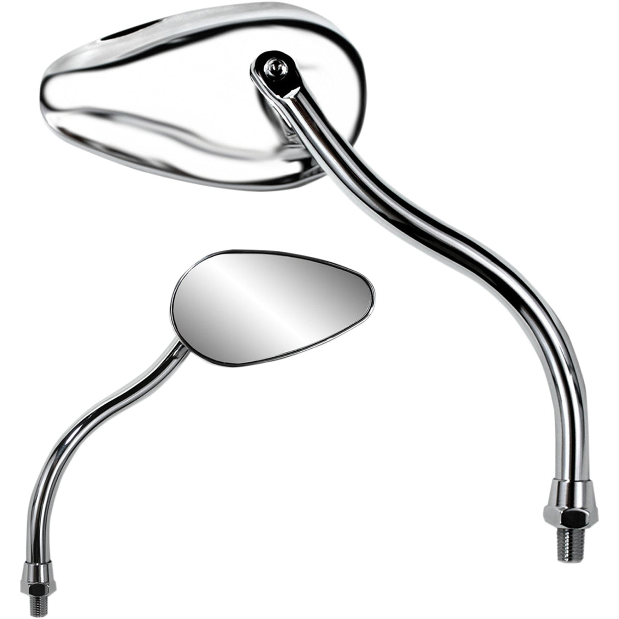 Parts Unlimited X-Treme Mini Teardrop Mirror Side View Teardrop Standard Long Chrome Each
