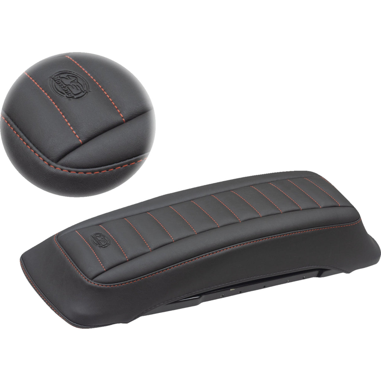 Mustang Saddlebag Lid Covers Black Red - 77637AB For Harley Touring 1993-2013