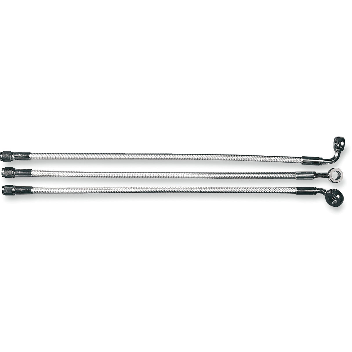 MAGNUM SHIELDING 1741-0386 37635 Alternate Length Designer Series Braided Non-ABS Front Upper Brake Line Kit - 10 mm-90° - 35" - Sterling Chromite II