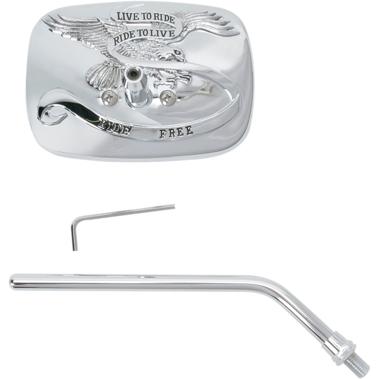 EMGO 2031756 20-31756A "Ride Free" Steel Mirror Mirror - "Ride Free" - Side View - Rectangle - M10 x 1.25 (Left Hand) - Chrome - Right