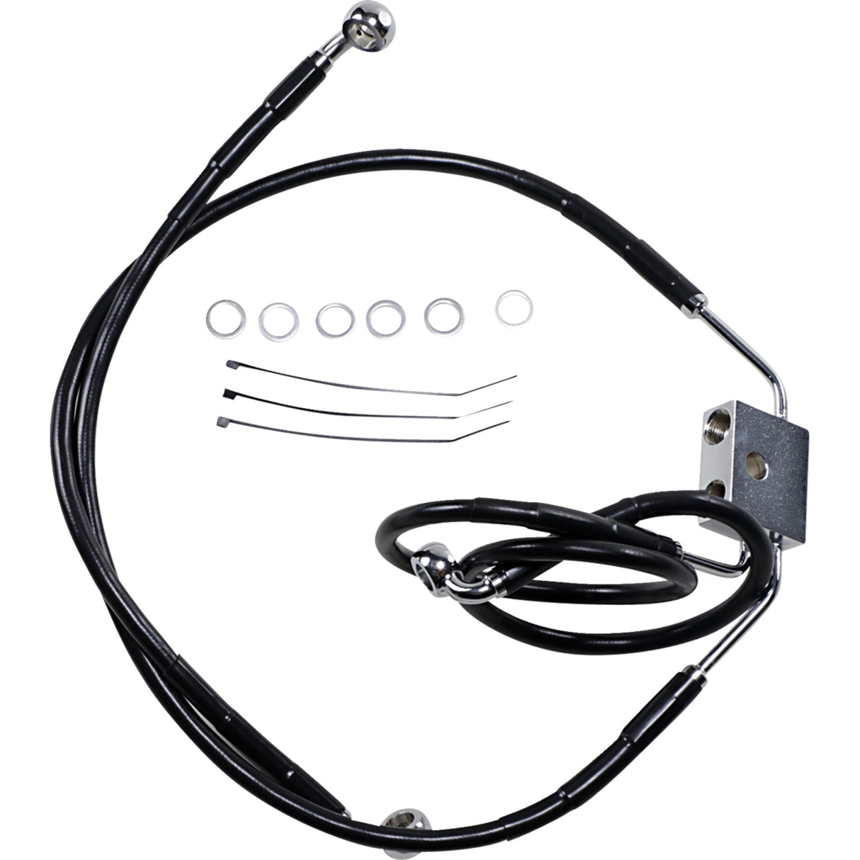 Drag Specialties Extended Length Black Vinyl Brake Line Kit Front Black +6" For Harley Fat Bob 2012-2017