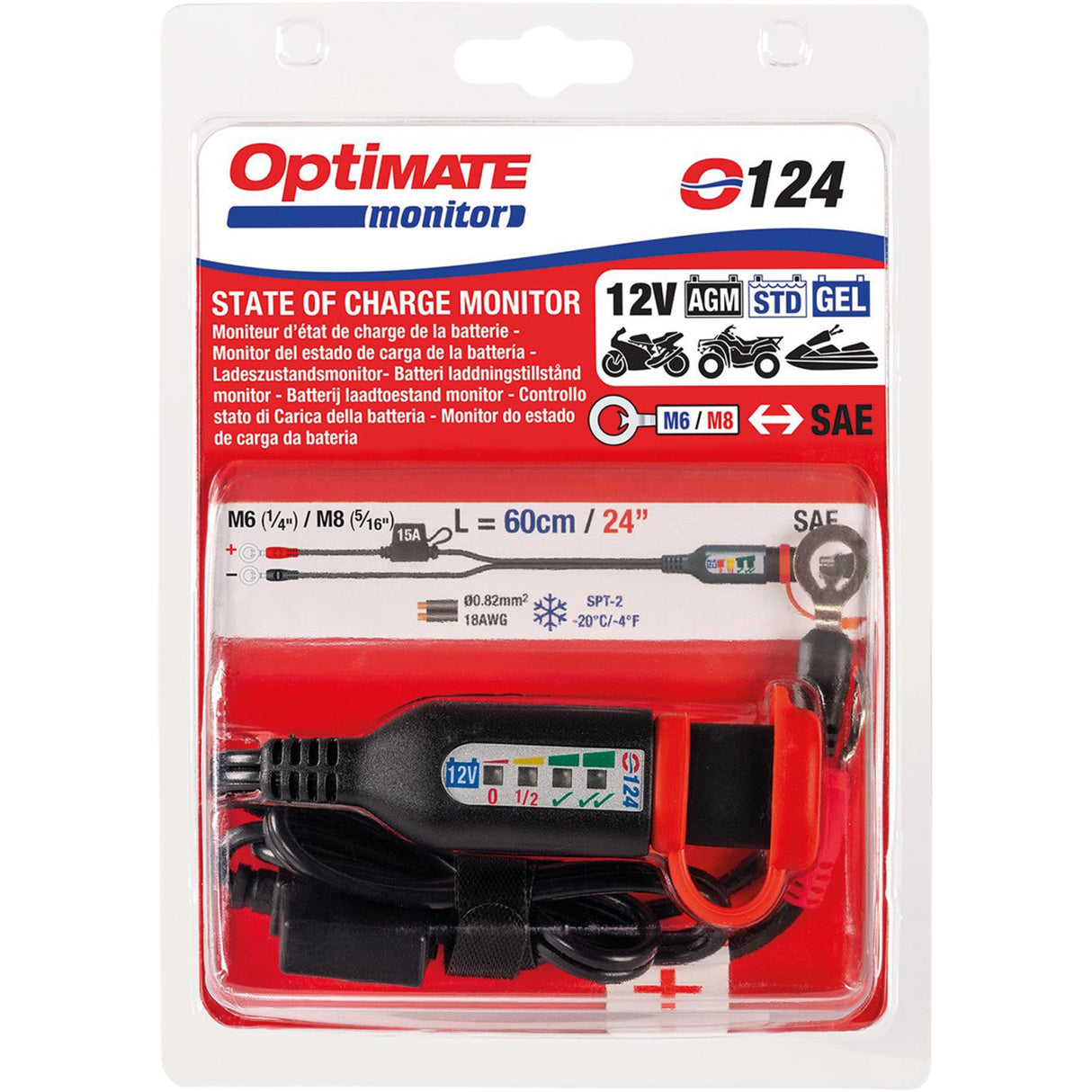 TECMATE 3807-0317 O-124 Optimate™ Permanent Power Lead with Battery/Charge Status Permanent Power Lead with Battery/Charge Status - 20"