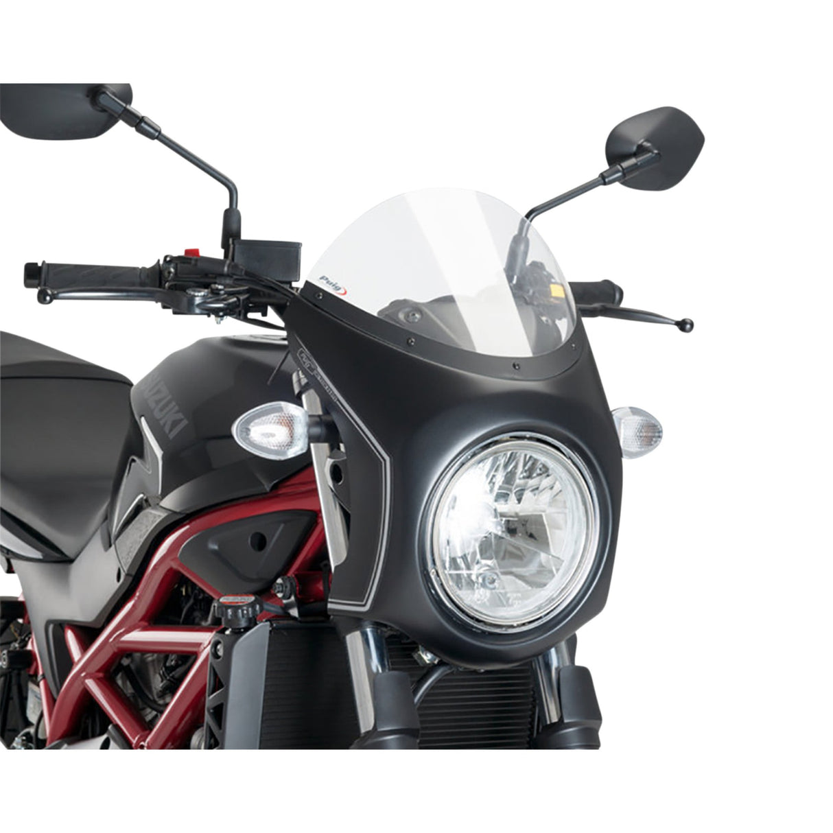 PUIG HI-TECH PARTS 2331-0198 3169W Retro Semi Fairing Semi-Fairing - Black - Clear Screen