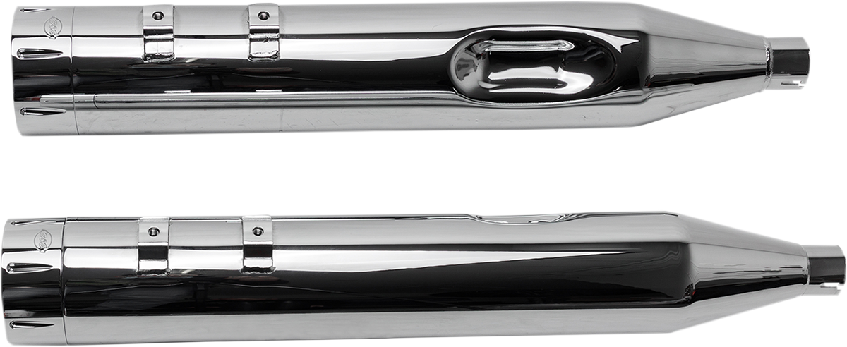 4-1/2" MK45 Performance Mufflers - Chrome with Chrome Tracer - 1801-0850