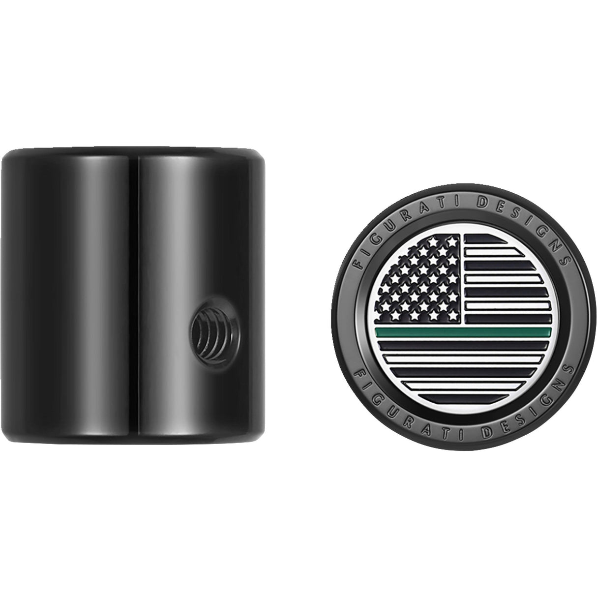 Figurati Designs Heel-Toe Shifter Cover Green Line American Flag Black - FD72-HTSC-BLK For Harley Motorcycles 1982-2022