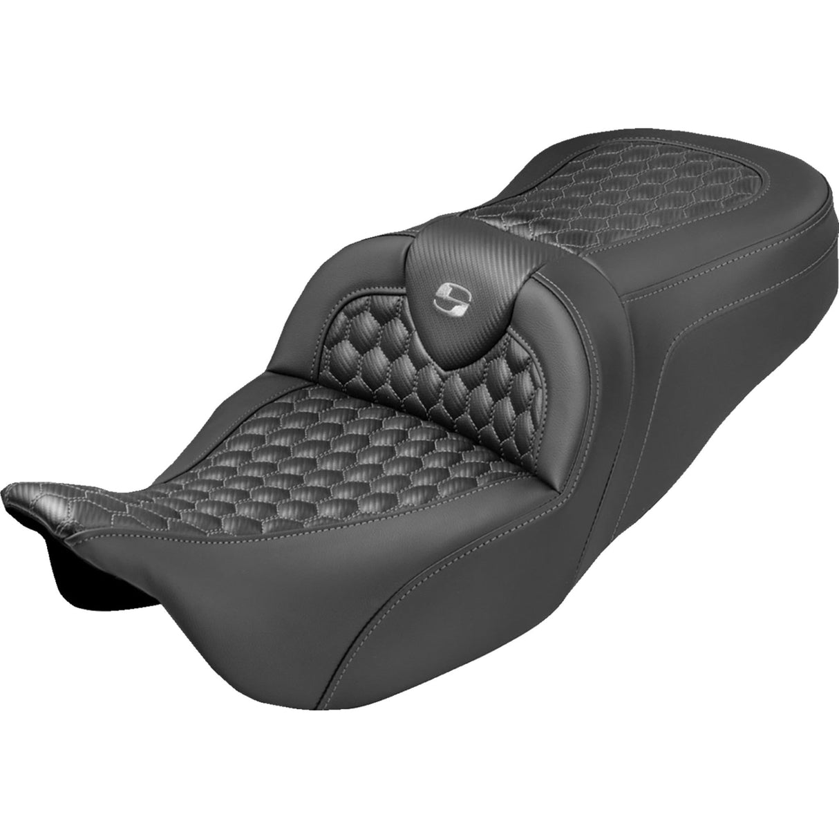 SADDLEMEN 0801-2360 808-07B-18902 Roadsofa™ Seat honeycomb stitch - gray stitch - no backrest - flh/flt '08-'25
