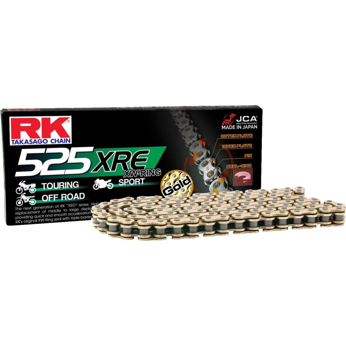 RK 1223-1874 GB525XRE-108 525 XRE Chain 525 XRE - Drive Chain - 108 Links - Gold