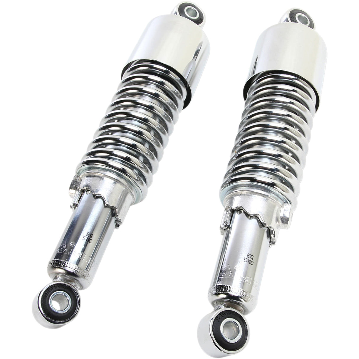 EMGO 1310-1211 17-05693 Custom Shorty Shocks with shroud - chrome body/chrome spring finish - eye lowering