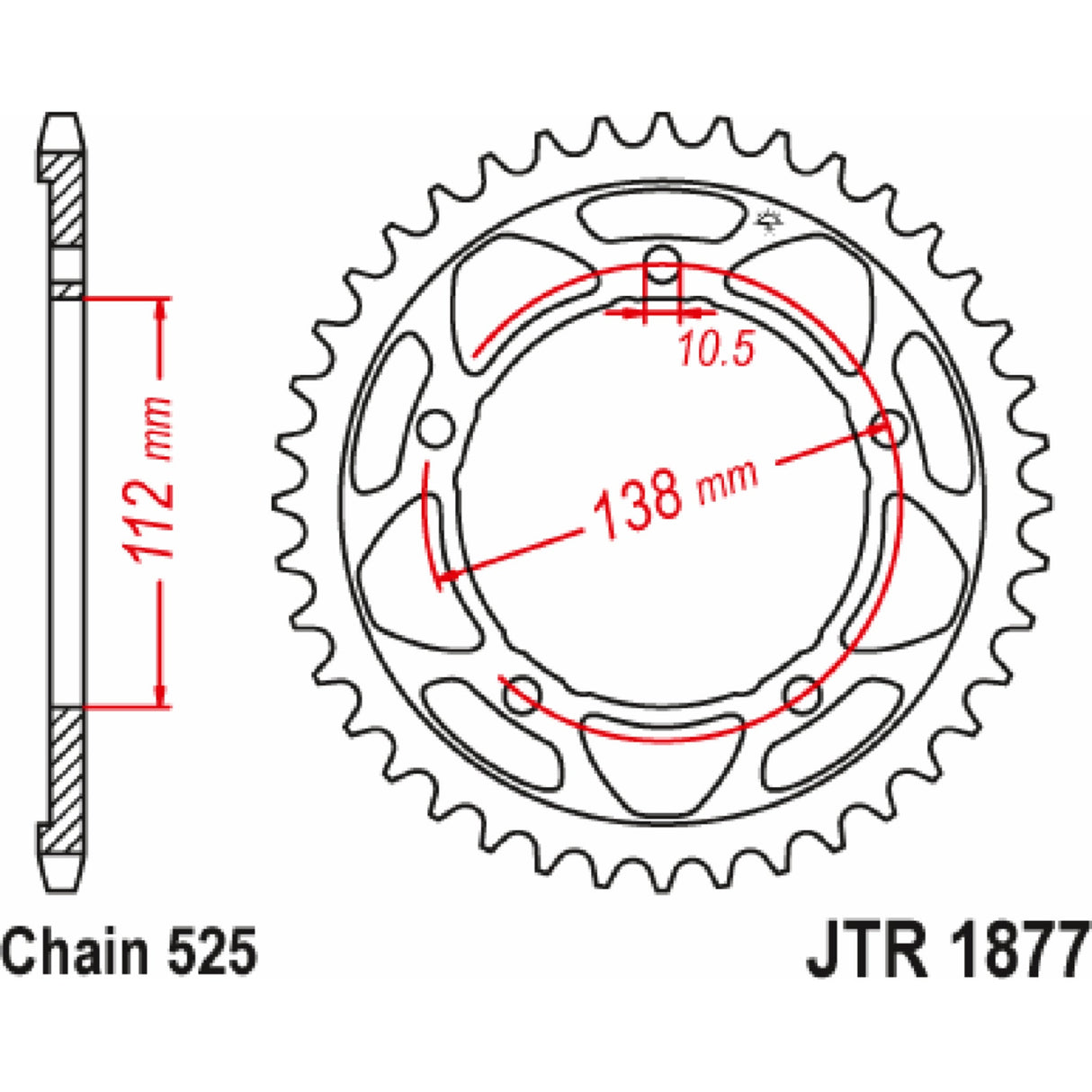 JT SPROCKETS 1210-2764 JTR1877.45 Rear Sprocket 45 tooth - yamaha