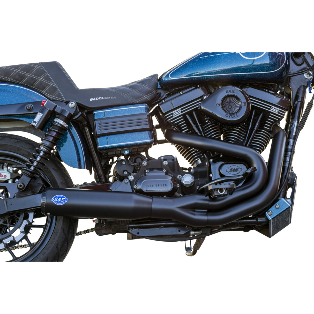 S&S Cycle 2-Into-1 Qualifier Exhaust System Guardian Black - 550-1098 For Harley Dyna 2006-2007