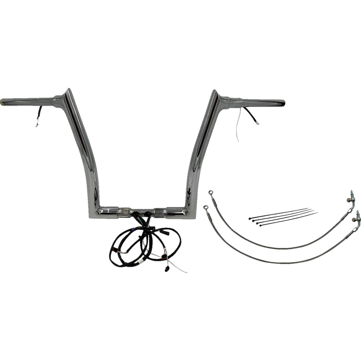 FAT Baggers INC. EZ Install Wired 1-1/2" Pointed Top Handlebar Kit 14" Chrome - 801314 For Harley Road Glide 2015