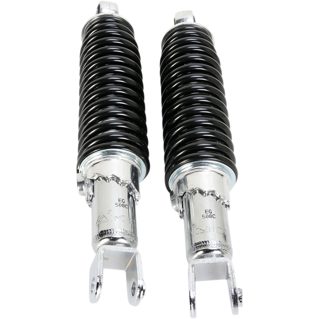 EMGO 1310-1216 17-05696 Custom Shorty Shocks with shroud - chrome body/black spring finish - clevis lowering