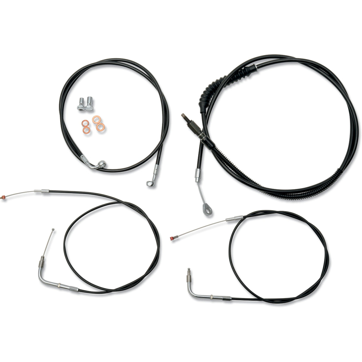 LA CHOPPERS 0662-0422 LA-8230KT-16B Standard Black Vinyl Braided Handlebar Cable/Brake Line Kit — Ape Hanger - 15" - 17" Ape Hanger Handlebars - Black Vinyl