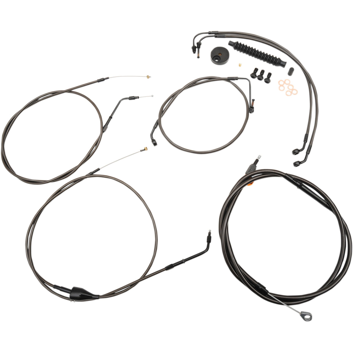 LA Choppers Standard Midnight Braided Handlebar Cable Brake Line Kit — Ape Hanger 15"-17" Ape Hangers - LA-8006KT-16M For Harley Touring 1996-2007