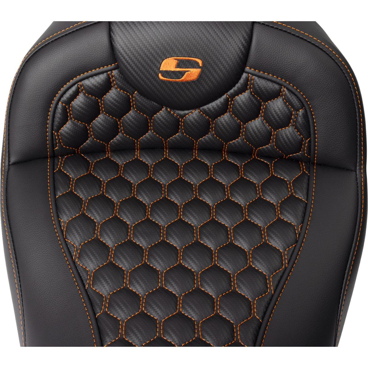 Saddlemen Honeycomb Roadsofa™ Seat Honeycomb Orange Stitch With Backrest - 808-07B-189B3 For Harley Touring 2008-2025