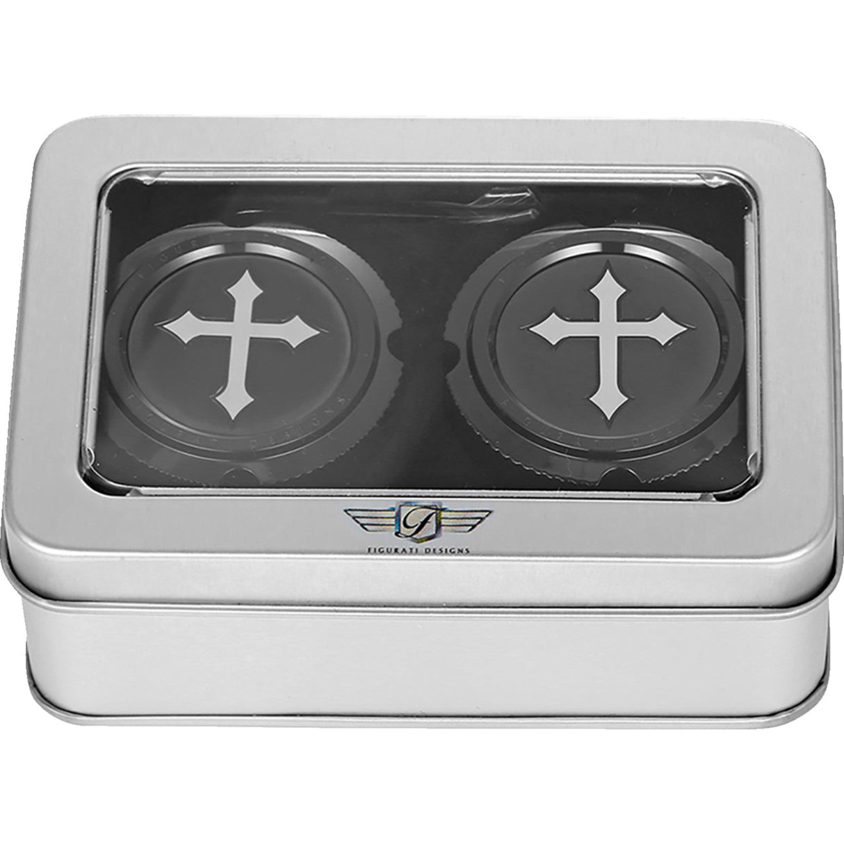 Figurati Designs Front Axle Nut Cover Front Stainless Steel Cross Black - FD41-FAC-BK For Harley Motorcycles 2002-2022