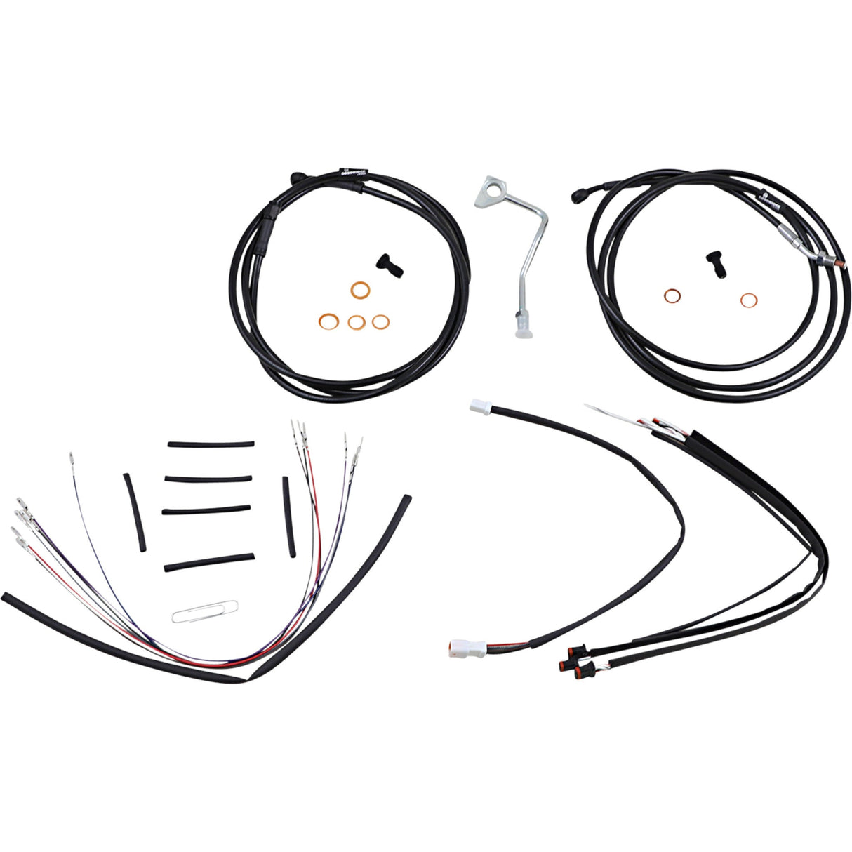 Burly Brand Complete Black Vinyl Handlebar Cable Line Kit For Ape Hangers 14" ABS - B30-1179 For Harley Road Glide 2015-2016