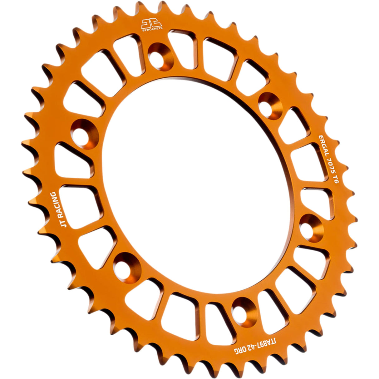 JT Sprockets RaceLite Aluminum Rear Sprocket Orange 42-Tooth - JTA897.42ORG For Husaberg Dirt Bikes 2000-2003 | Husqvarna FC 450 2014-2021