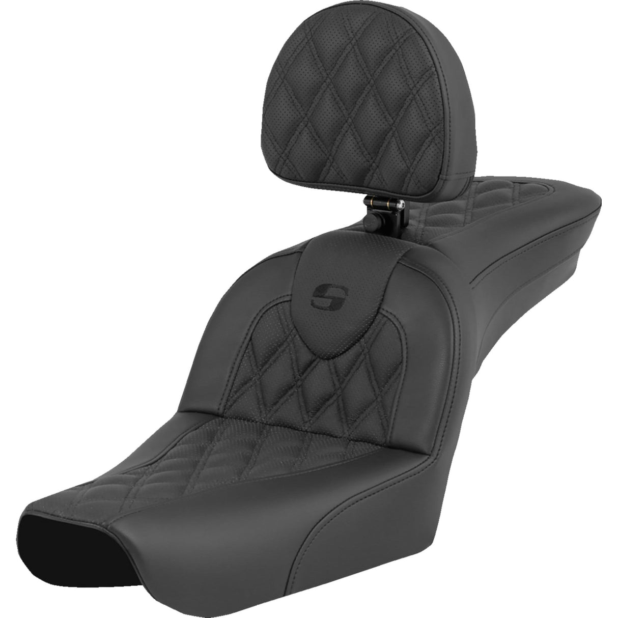 Saddlemen RoadSofa™ Seat Lattice Stitch With Driver Backrest - 804-05-182BR For Harley Dyna Wide Glide 2004-2005