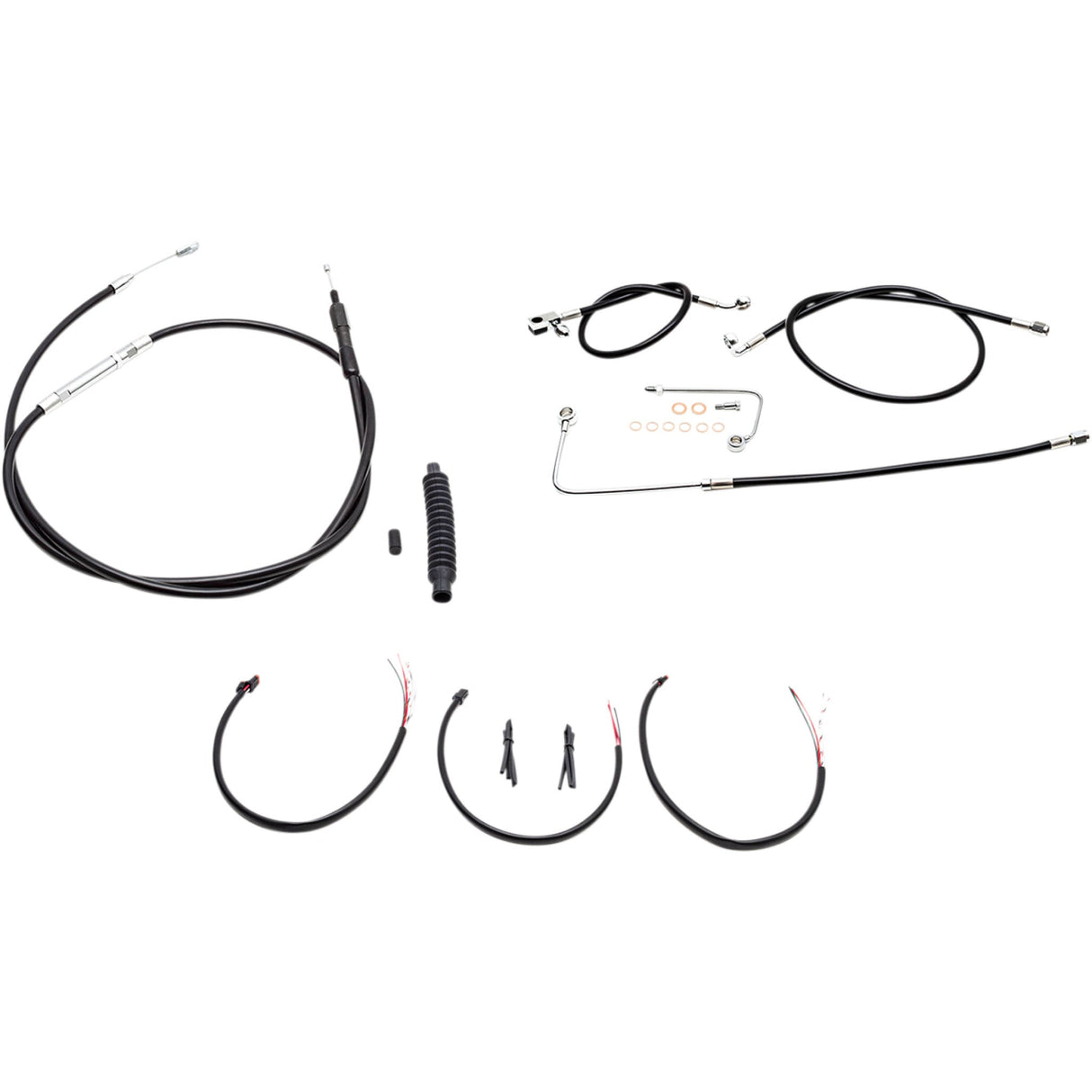LA CHOPPERS 0610-1812 LA-8151KT2B-08B Complete Black Vinyl Braided Handlebar Cable/Brake Line Kit - Mini Handlebars - Black Vinyl