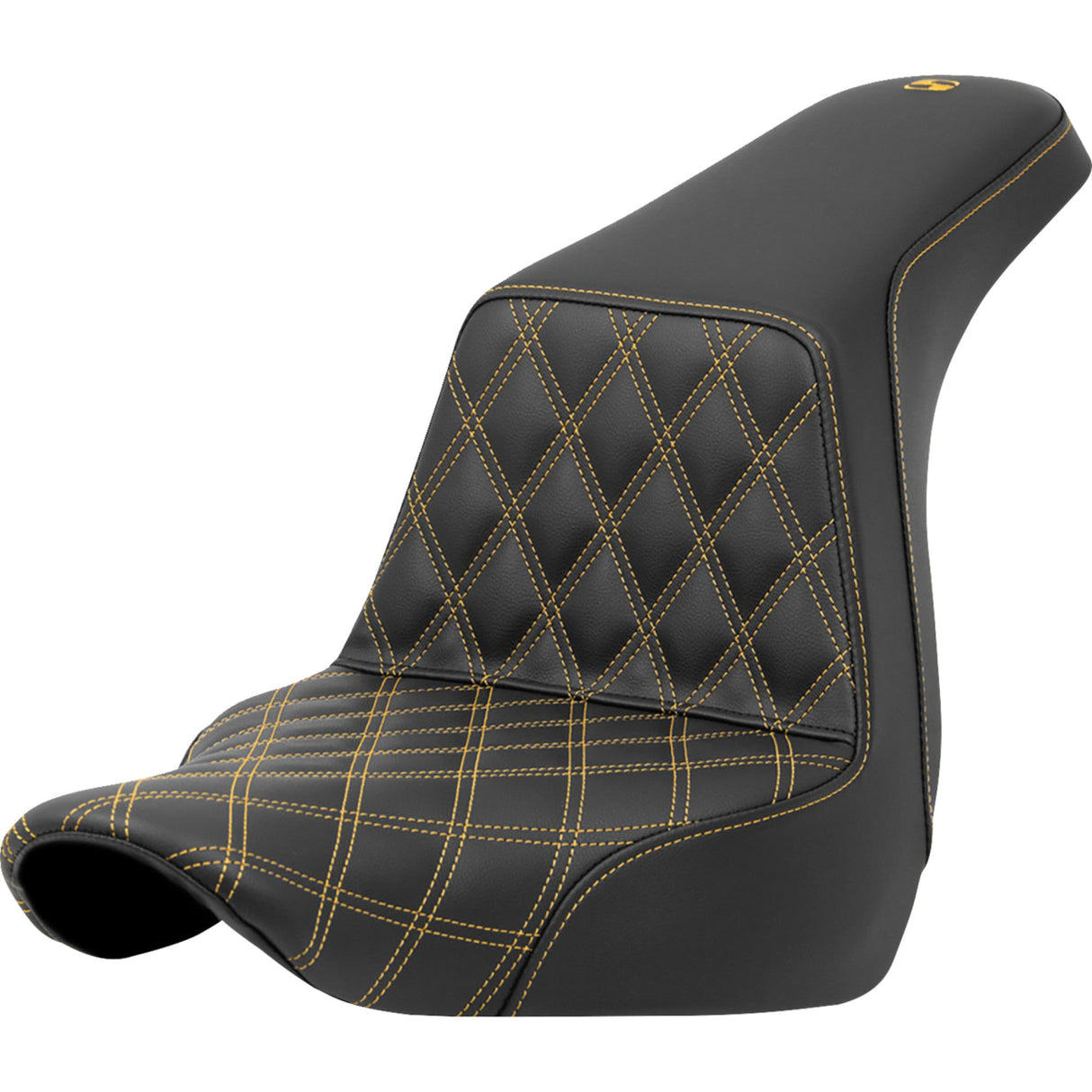 Saddlemen Lattice Stitch Step-Up Seat Front Gold Stitch - 818-29-17207 For Harley Softail 2018-2021