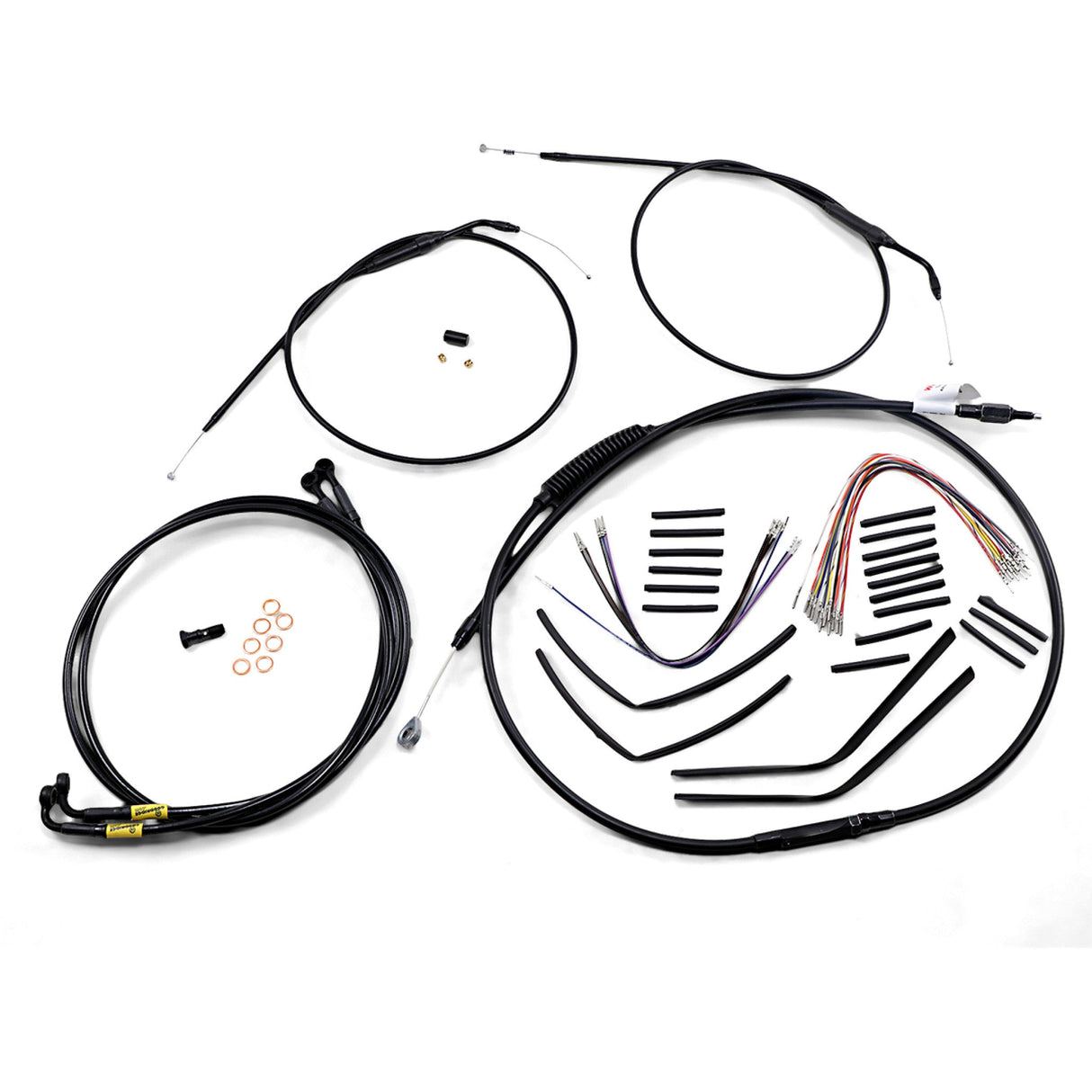 BURLY BRAND 0662-0611 B30-1193 Complete Black Vinyl Handlebar Cable/Line Kit for Ape Hanger Handlebars - 14"