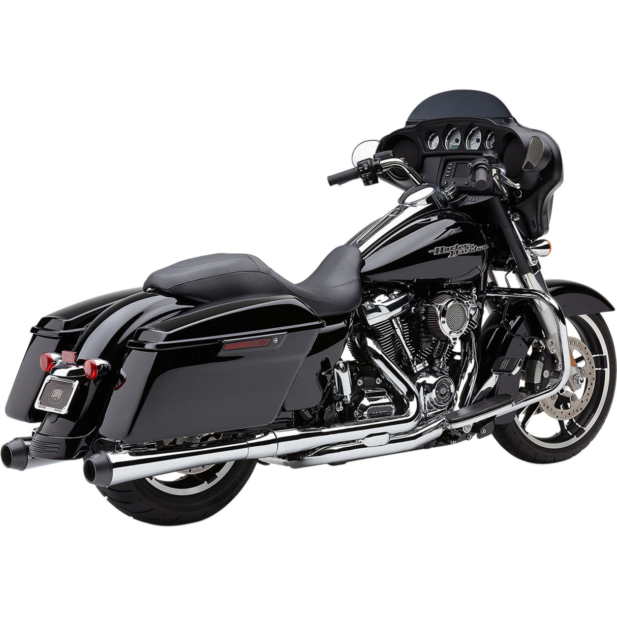 Cobra El Diablo Slip-On Mufflers 4" FL Chrome With Black Tip - 6208 For Harley Touring 2017-2026