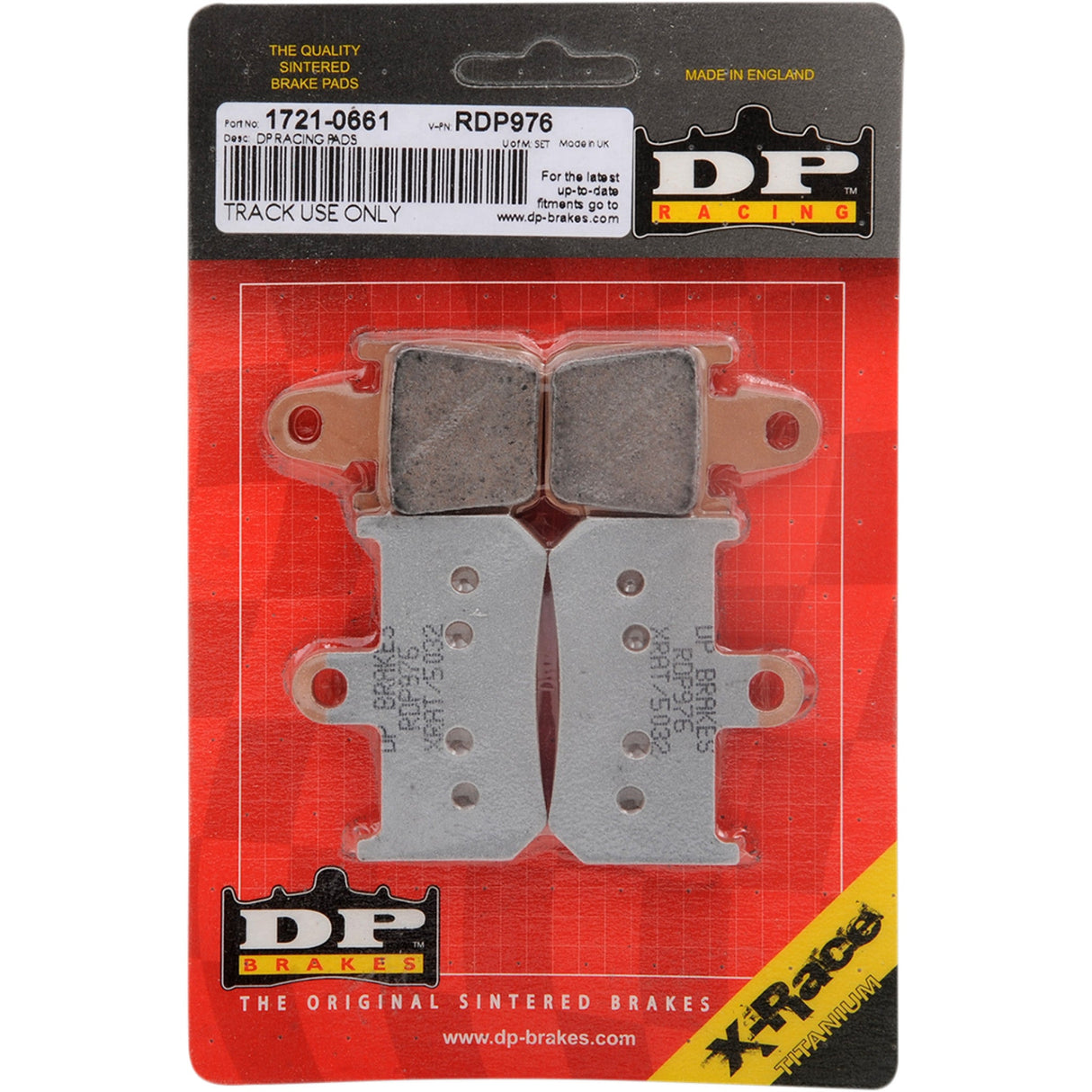 DP BRAKES 1721-0661 RDP976 RDP X-Race Titanium Sintered Brake Pads RDP Racing Brake Pads - YZF 1000 R