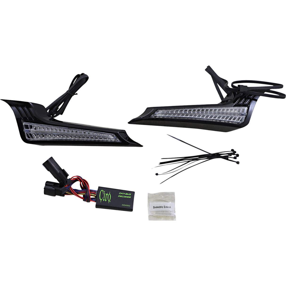 Ciro Filler Panel Lights Clear Lens Red Amber LEDs Black - 40023 For Harley Touring 2006-2026