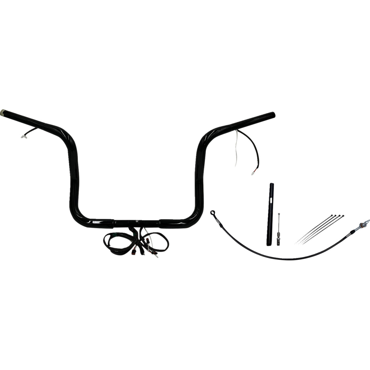 FAT Baggers INC. EZ Install Wired 1-1/4" Round Top Handlebar Kit 12" Black - 912512-B For Harley Touring 2021-2022