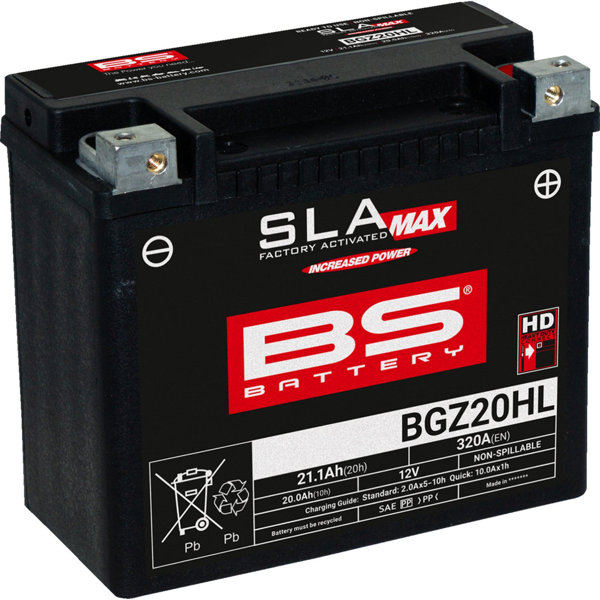 BS BATTERY 2113-0987 300939 SLA MAX Factory- Activated AGM Maintenance-Free Battery Battery - BGZ20HL