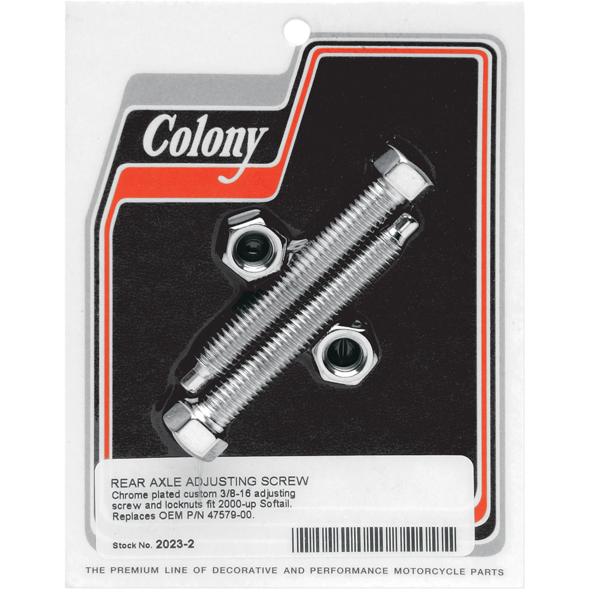 Colony Rear Axle Adjuster Bolts Pair - 2023-2 For Harley Softail / 15th Anniversary 2000-2007