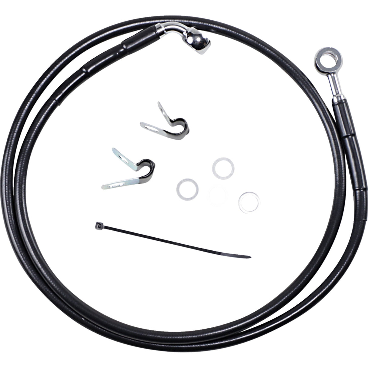 Drag Specialties Extended Length Black Vinyl Brake Line Kit Front Black +8" For Harley Sportster 2004-2010