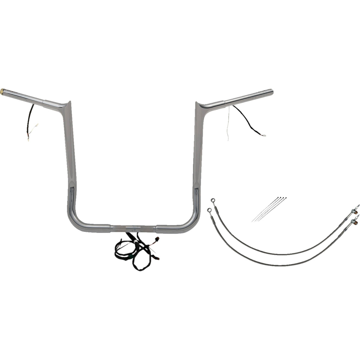 FAT Baggers INC. EZ Install Wired 1-1/4" Pointed Top Handlebar Kit 16" Chrome - 902216 For Harley Touring 2016-2020