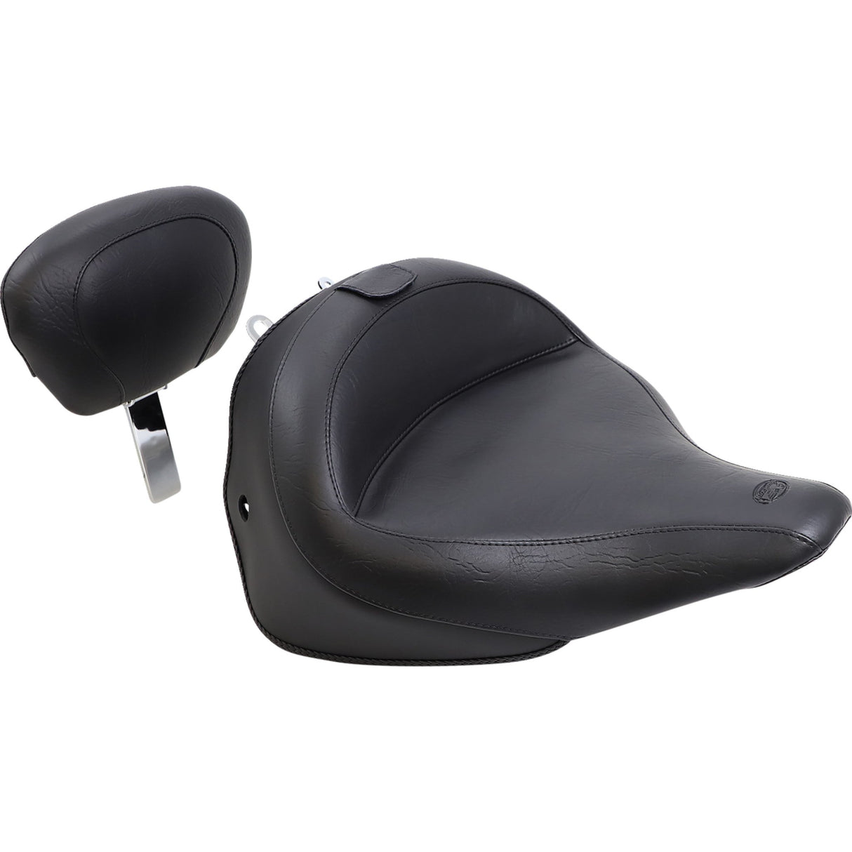 Mustang Wide Solo Seat With Removable Backrest With Backrest Vintage Black Smooth - 79914 For Harley Softail Deluxe 2005-2017