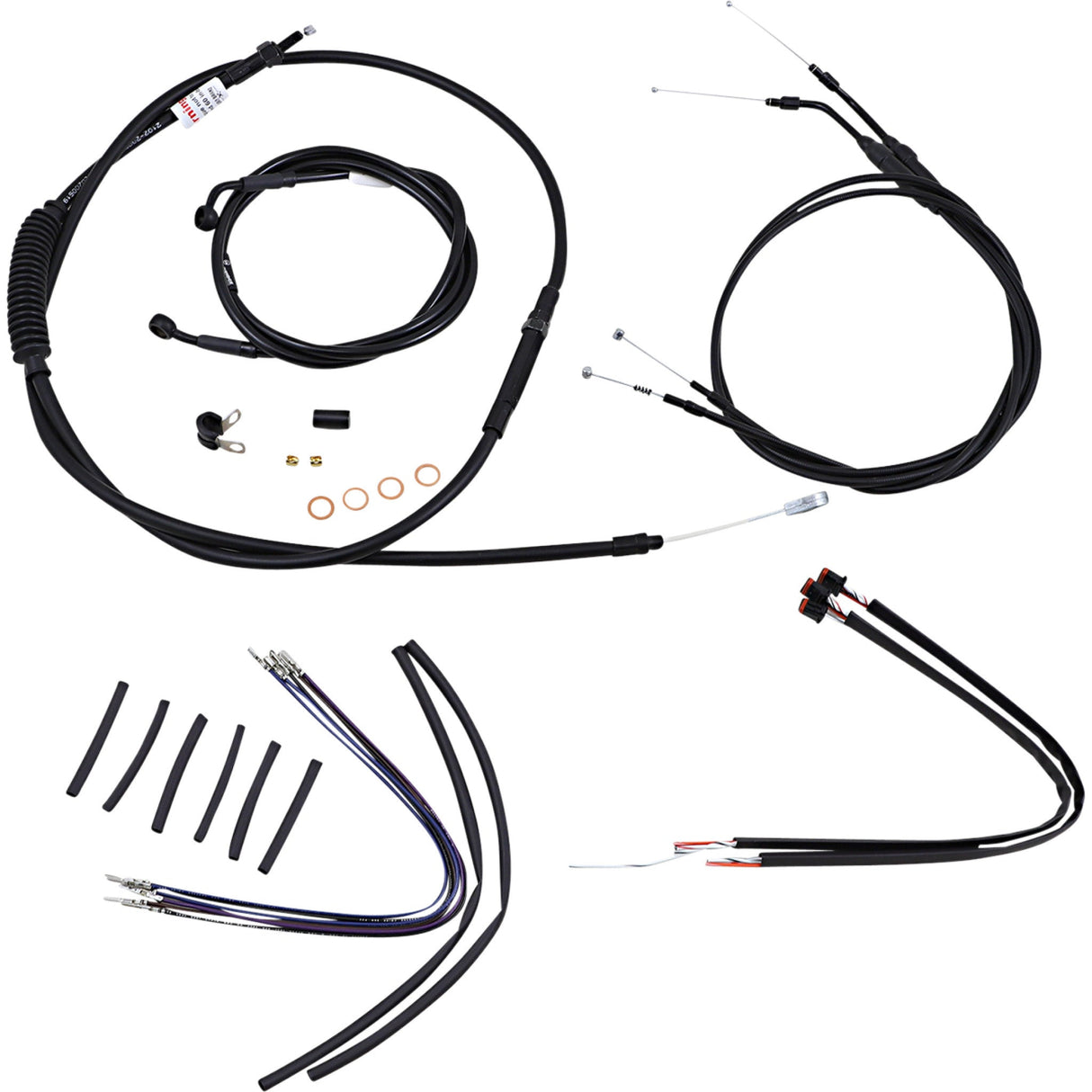 Burly Brand Complete Black Vinyl Handlebar Cable Line Kit For Ape Hangers 16" - B30-1108 For Harley Sportster 2014-2022