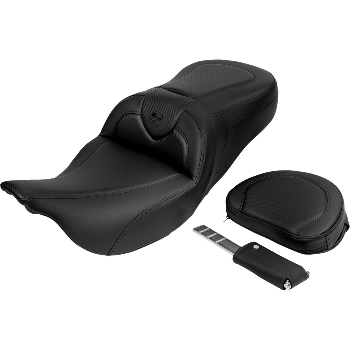 SADDLEMEN- 0801-1617 A808-07R-185BLK Roadsofa™ Standard Reach Seat-with Backrest - Carbon Fiber - Black Stitch - FL 08-19