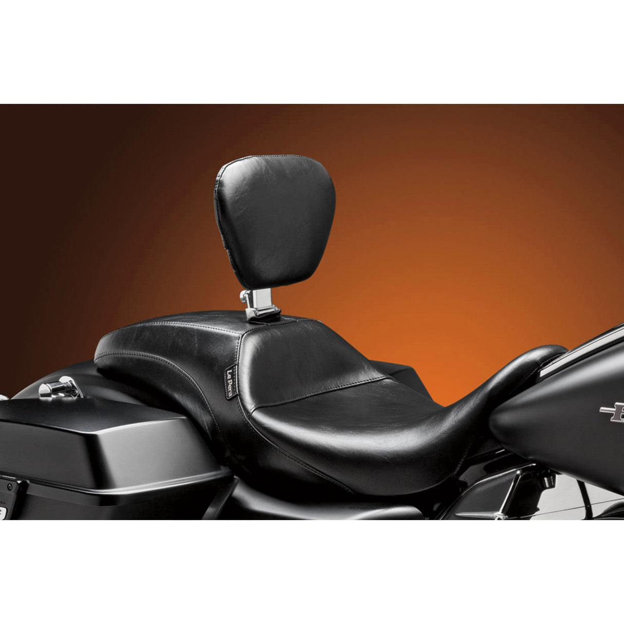 LePera Outcast Seat Full-Length With Backrest Smooth Black - LK-987BR For Harley Touring 2008-2023