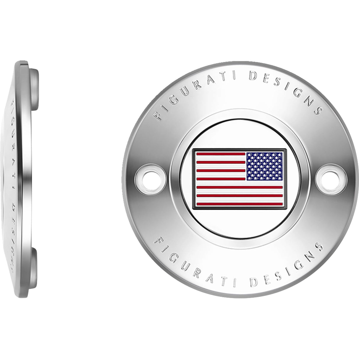 Figurati Designs Timing Cover 2 Hole American Flag Reversed Stainless Steel - FD20-TC-2H-SS For Harley Motorcycles 2017-2022