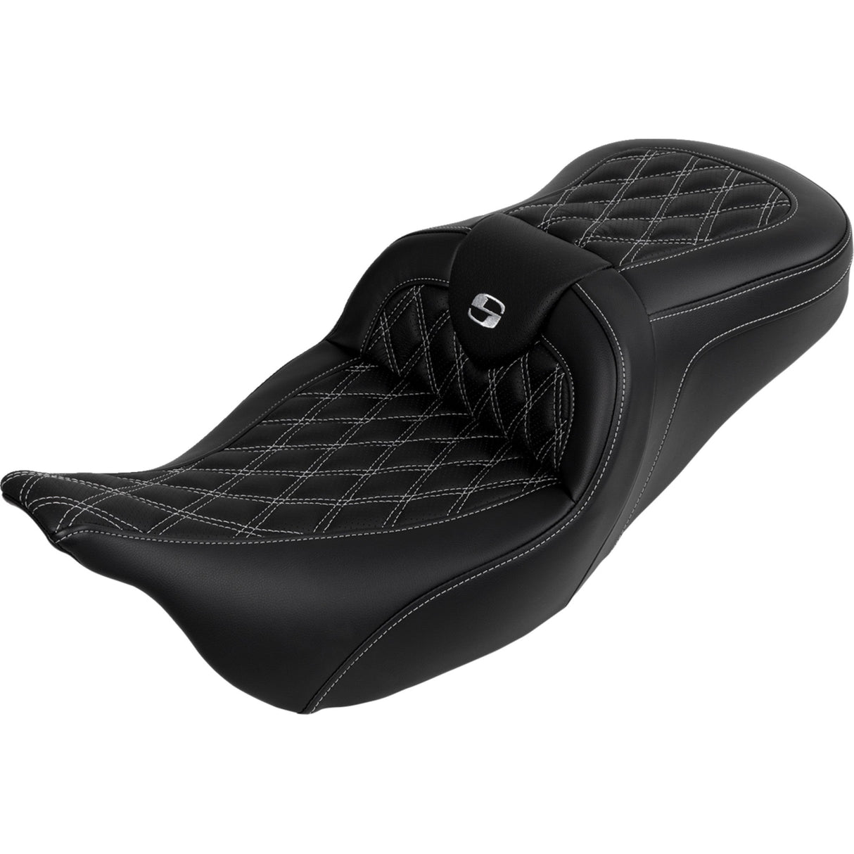 Saddlemen Roadsofa™ Lattice Stitch Seat With Backrest Silver Stitch - 808-07B-182B5 For Harley Touring 2008-2025