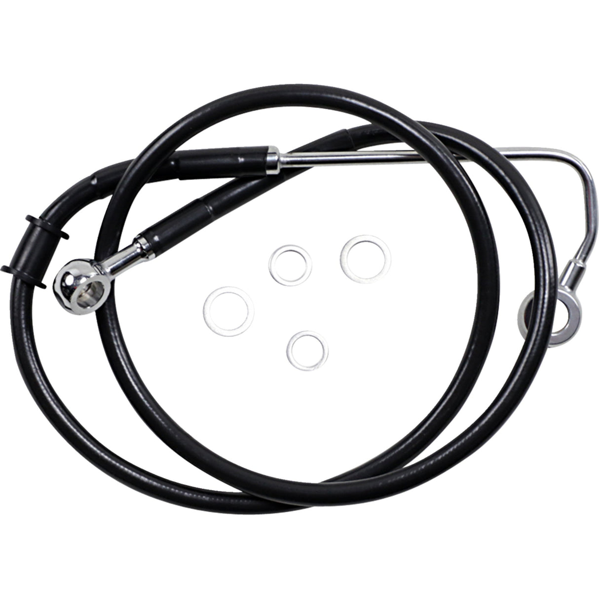 DRAG SPECIALTIES 1741-5761 Extended Length Stainless Steel Brake Line Brake Line - +4" - Black - '15-'17 Softail