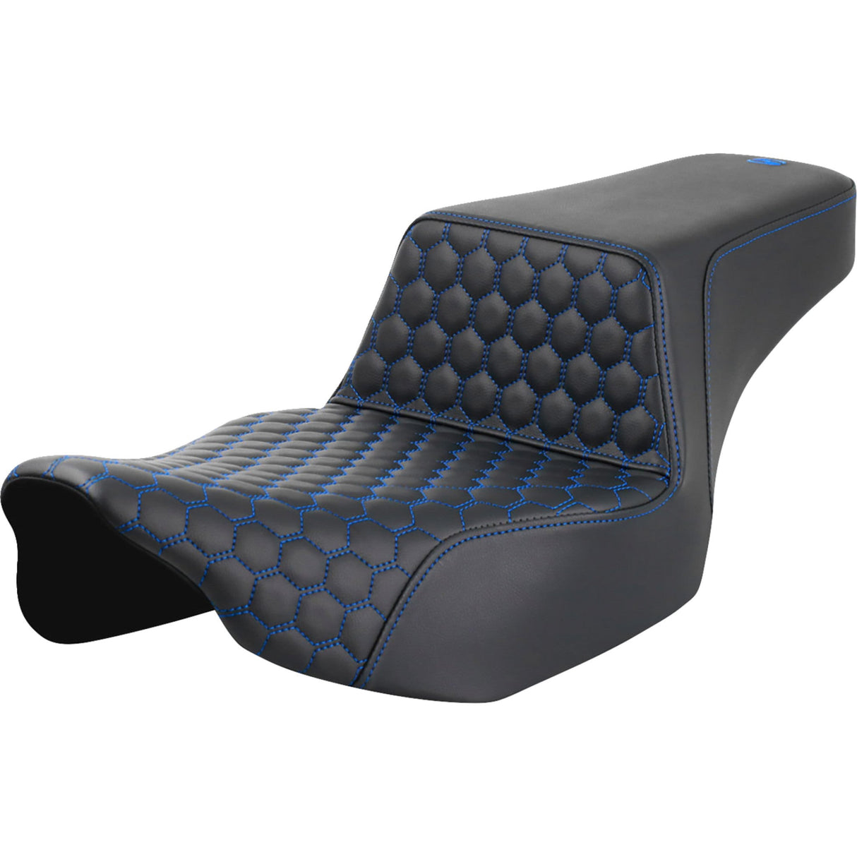 Saddlemen Honeycomb Step-Up Seat Extended Reach Front Honeycomb Blue Stitch - 823-07-17801 For Harley Touring 2023-2026