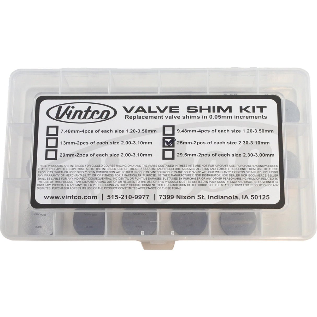 VINTCO 0925-1487 25SHIMKIT Shim Kit 25.00 mm - 2.30 mm-3.10 mm