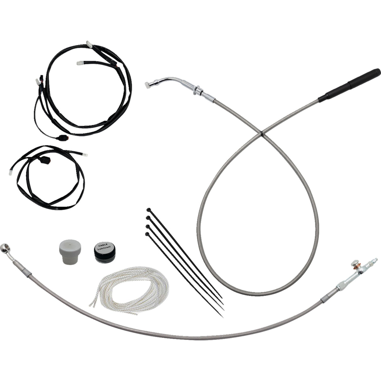 FAT BAGGERS INC. 0662-1336 149016-C EZ Install Kit 16" handlebars - upper clutch - braided stainless steel/chrome