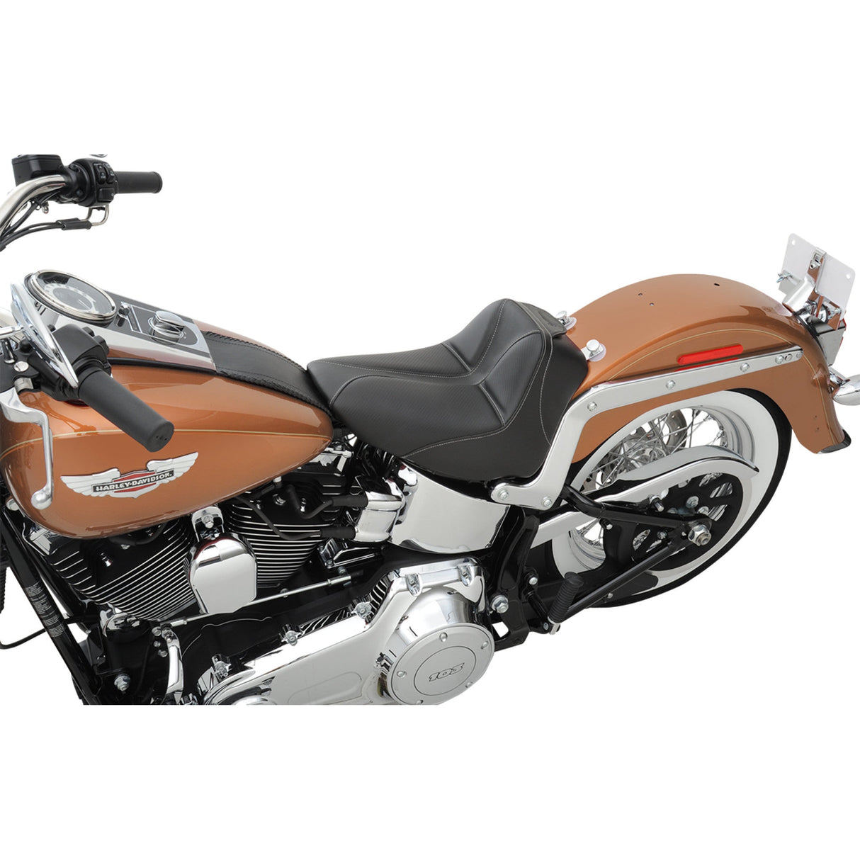 Saddlemen Dominator Solo Seat Without Backrest Black With Gray Stitching Flstc N - 806-15-0042 For Harley Softail 2006-2017