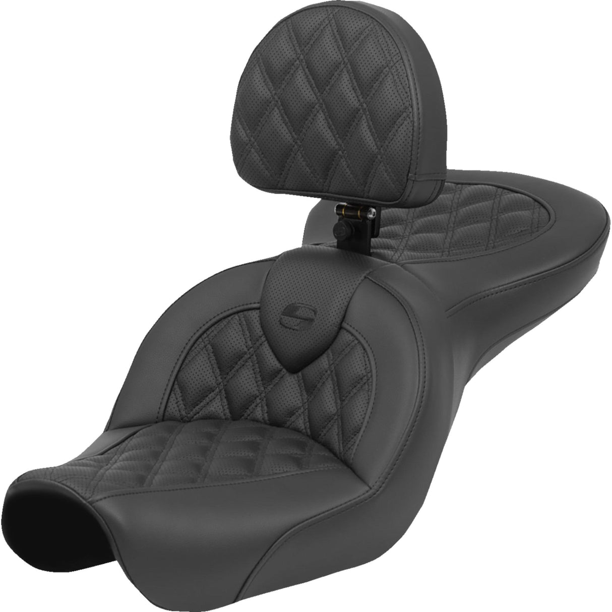 Saddlemen Roadsofa™ Lattice Stitch Seat With Backrest - 804-04-182BR For Harley Dyna 2004-2005