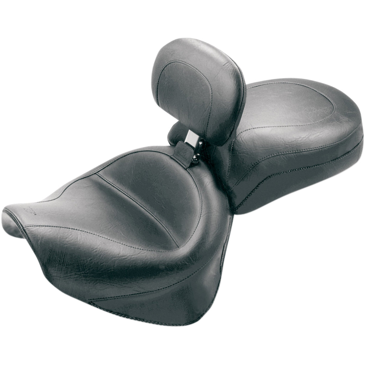 MUSTANG 0810-0408 79191 Vintage Wide Touring Seat With Driver Backrest Seat - Vintage - Wide - Touring - With Driver Backrest - Two-Piece - Smooth - Black - Roadstar