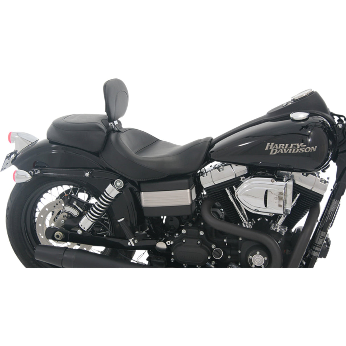 Mustang Wide Solo Seat With Removable Backrest With Backrest Vintage Black Smooth - 79358 For Harley Motorcycles 2006-2017